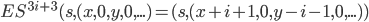 ES^{3i+3}(s,(x,0,y,0,...) = (s,(x+i+1,0,y-i-1,0,...))