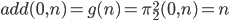 add(0,n)=g(n)=\pi^2_2 (0,n)=n