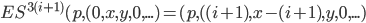 ES^{3(i+1)}(p,(0,x,y,0,...) = (p,((i+1),x-(i+1),y,0,...)